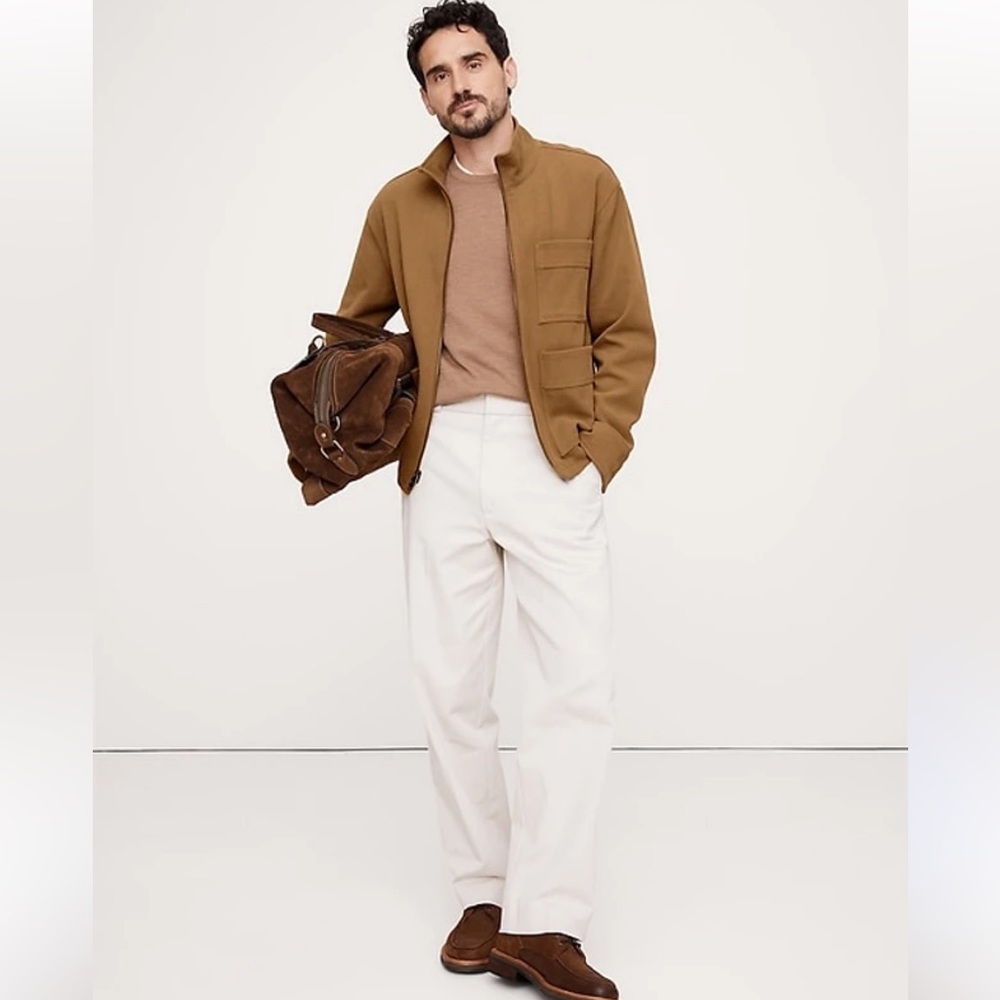 Banana Republic Men’s Ponte Zip Up Chore Coat Jacket Hazel Gaze Medium - Picture 2 of 14